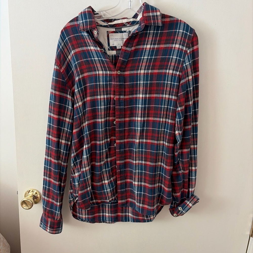 Denim & Flower Red and Navy Plaid Button-Down Shirt